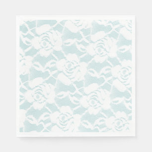 Serviette En Papier Roses en dentelle blanche Menthe Floral
