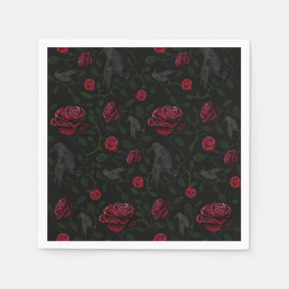Serviette En Papier Roses et crânes