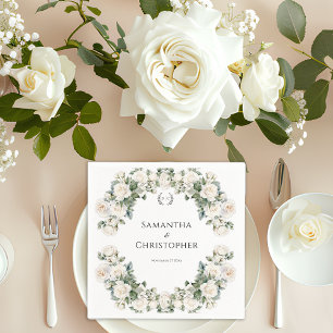 Serviette En Papier Roses et Romance Floral Mariage