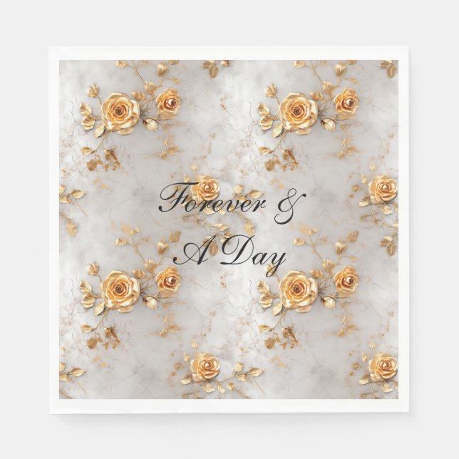 Serviette En Papier Roses jaunes romantiques (Devant)
