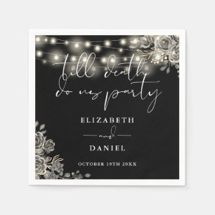 Serviette En Papier Roses noires et blanches Guirlande lumineuse Maria
