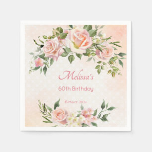 Serviette En Papier Roses pastel rose pâle