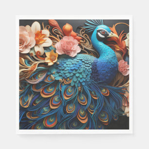 Serviette En Papier Roses Peacock Élégant Joli Papier serviettes