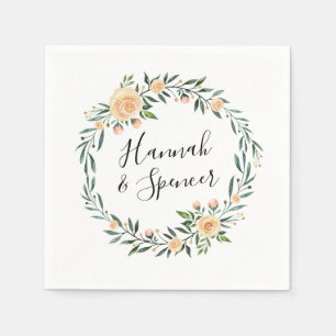 Serviette En Papier Roses Pêche Mariage Personnalisé