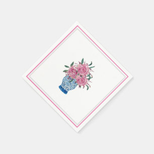 Serviette En Papier Roses peints en bleu et blanc Ginger Jar Napkins