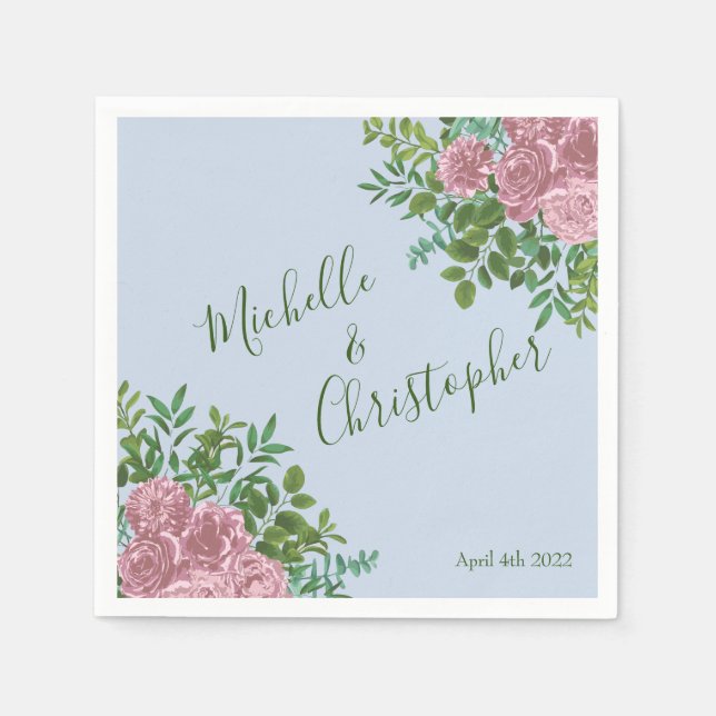 Serviette En Papier Roses roses Jardin Printemps Mariage (Devant)