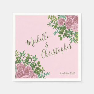 Serviette En Papier Roses roses Jardin Printemps Mariage