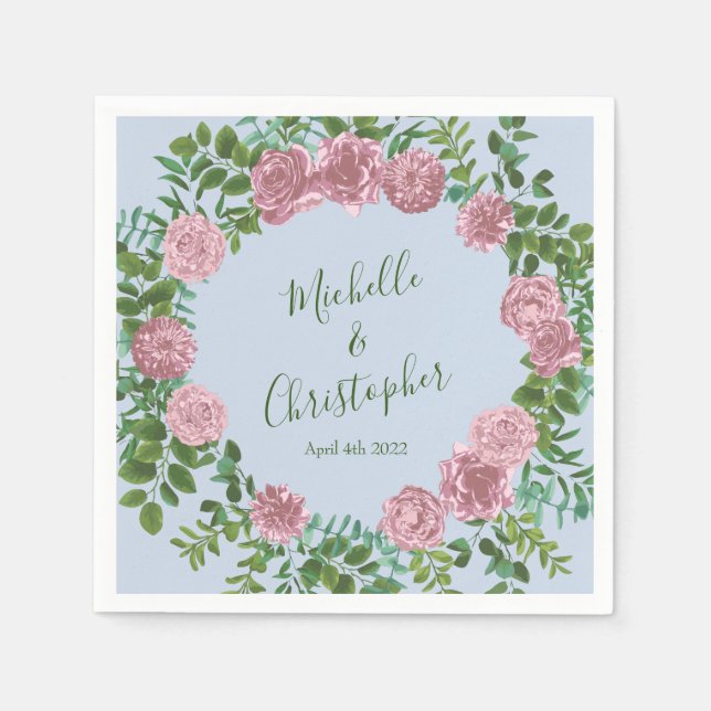 Serviette En Papier Roses roses Jardin Printemps Mariage (Devant)