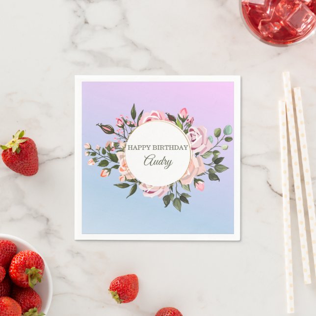 Serviette En Papier Roses roses roses (En situation)