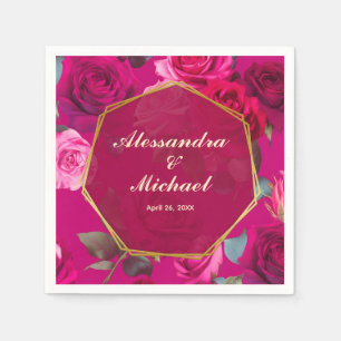 Serviette En Papier Roses roses roses sur Viva Magenta   MARIAGE