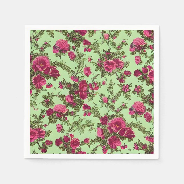 Serviette En Papier Roses roses victoriennes (Devant)