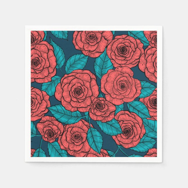 Serviette En Papier Roses rouges (Devant)