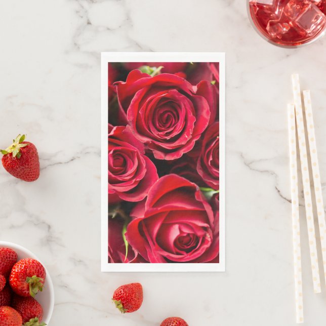 Serviette En Papier Roses rouges (En situation)