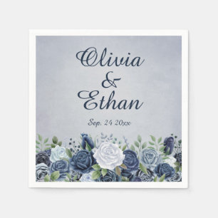Serviette En Papier Roses vintages Dusty Blue