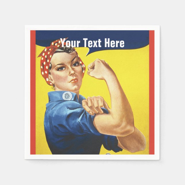 Serviette En Papier Rosie le Riveter Nous pouvons le faire texte perso (Devant)