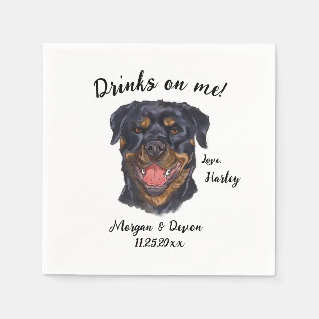 Serviette En Papier Rottweiler Cocktail Napkin (Devant)