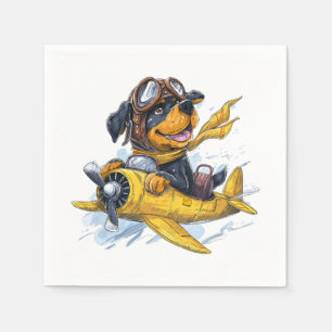 Serviette En Papier Rottweiler Dog Avion Pilote