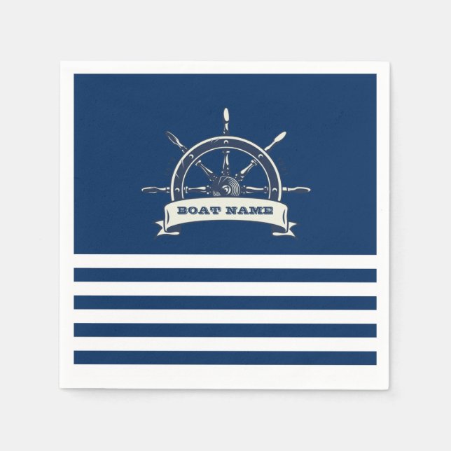 Serviette En Papier Roue nautique, Bleu de la Marine (Devant)