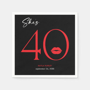 Serviette En Papier Rouge à Lèvres Moderne Minimaliste Qu'elle a Quara