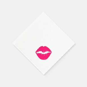 Serviette En Papier Rouge à lèvres rose vif taché