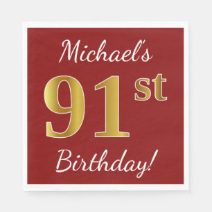 Serviette En Papier Rouge, anniversaire d'or de Faux