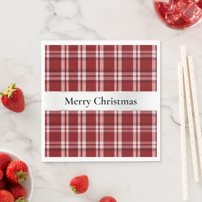Serviette En Papier Rouge blanc (En situation)