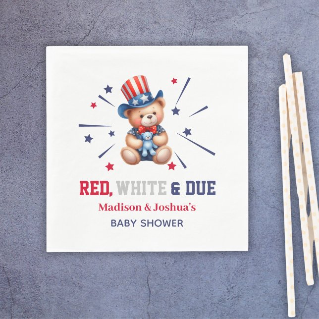 Serviette En Papier Rouge blanc 4 juillet Baby shower (Red White Due 4th Of July Baby Shower Napkins
)