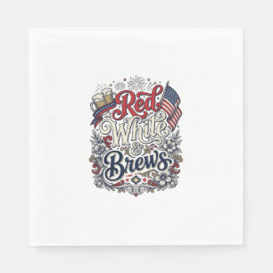 Serviette En Papier Rouge Blanc & Bières Conception de chemise de bièr