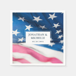 Serviette En Papier Rouge Blanc Bleu Américain Drapeau Mariage patriot