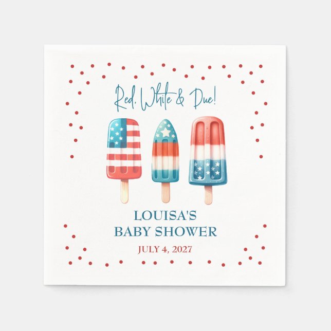 Serviette En Papier Rouge, Blanc & Due ! Baby shower patriotique popul (Devant)