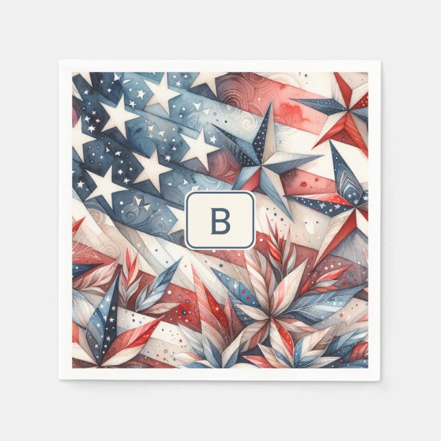 Serviette En Papier Rouge blanc et bleu (Devant)