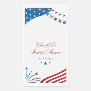 Serviette En Papier Rouge Blanc et Bleu Mariage Patriote Personnalisé