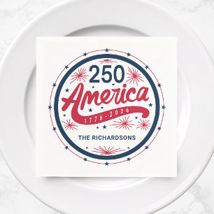 Serviette En Papier Rouge Blanc et Bleu USA 250e Anniversaire de l'Amé