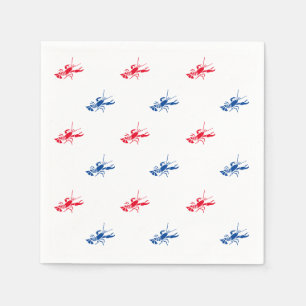 Serviette En Papier Rouge blanc homard bleu motif Papier patriotique