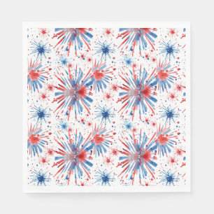 Serviette En Papier Rouge Bleu Blanc Feu d'artifice Naples