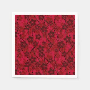 Serviette En Papier rouge brun floral rustique mode motif rétro
