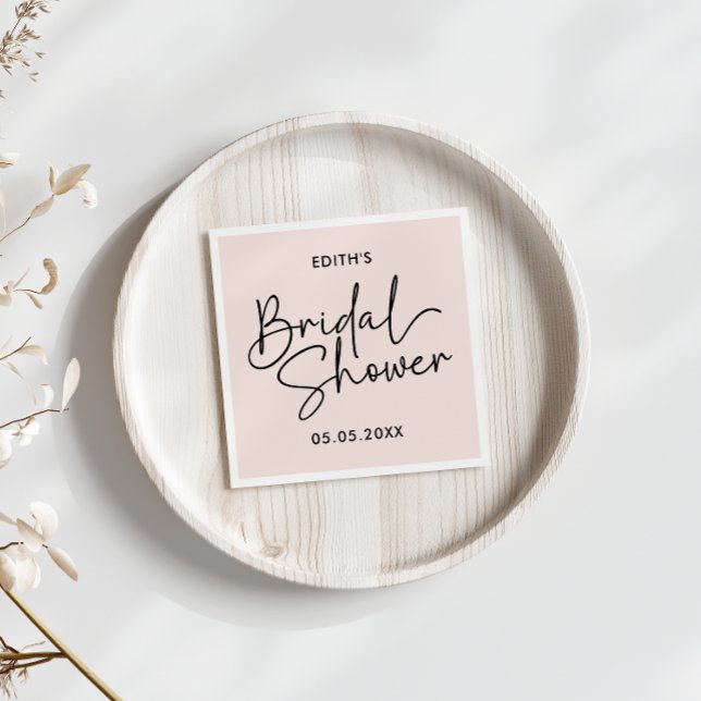 Serviette En Papier Rouge écriture moderne Shower Mariage écriture man (Modern Handwritten signture like Script bridal shower)