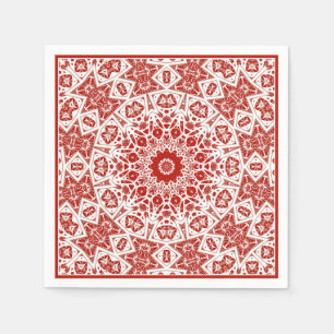 Serviette En Papier rouge et blanc, bandana ethnique