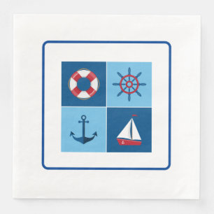Serviette En Papier Rouge Et Bleu Nautiques