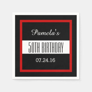 Serviette En Papier Rouge et noir 50e anniversaire Custom V014