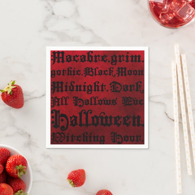 Serviette En Papier Rouge et noir Grunge gothique (En situation)