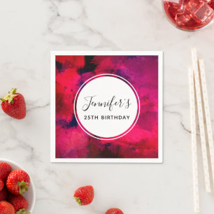 Serviette En Papier Rouge foncé et violet Gras moderne Abstrait annive