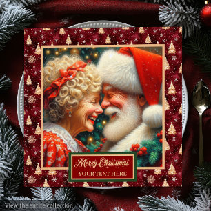 Serviette En Papier Rouge Gold Green Napkins Noël Mr & Mrs Claus