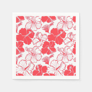 Serviette En Papier Rouge Hibiscus Hawaii fleur Motif Napkins