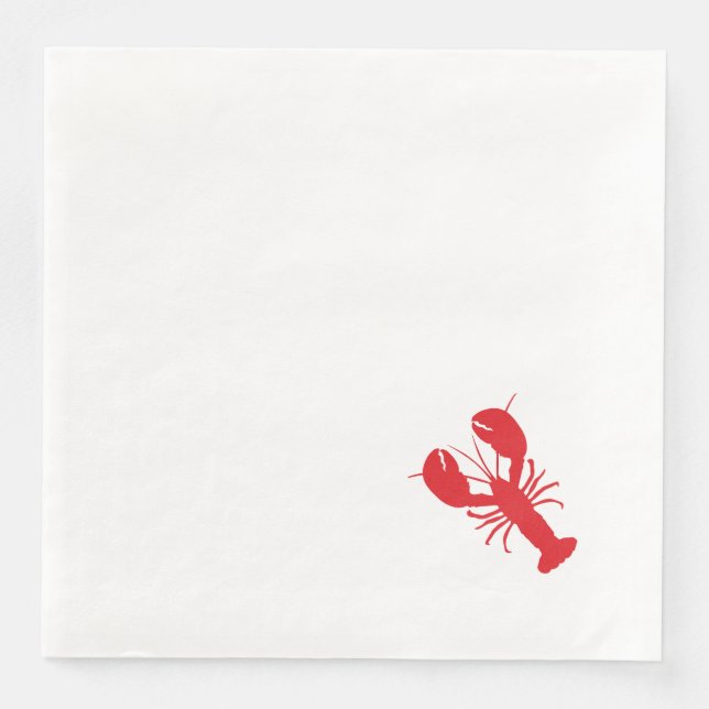 Serviette En Papier Rouge Homard Blanc Preppy Côté Simple Amusement (Devant)
