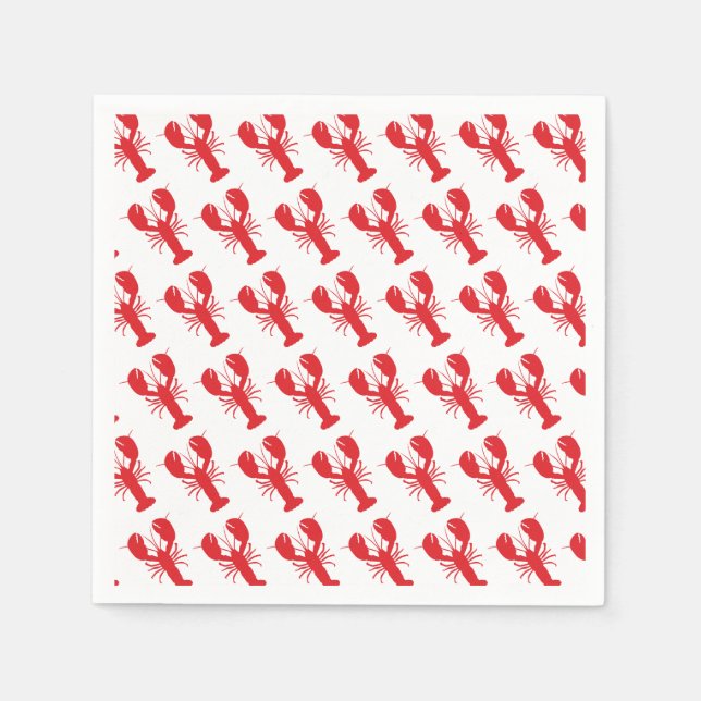 Serviette En Papier Rouge Homard Motif Plage côtière Océan Plage Amusa (Devant)