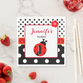 Serviette En Papier Rouge mignon et noir Ladybug