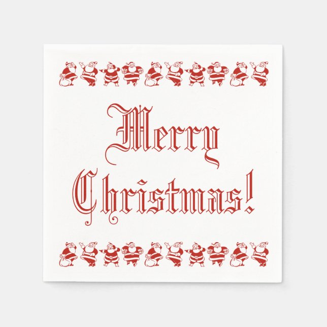Serviette En Papier Rouge Noël mignonne Funny Père Noël Motif (Devant)