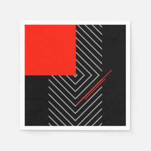 Serviette En Papier Rouge, noir, argent et blanc