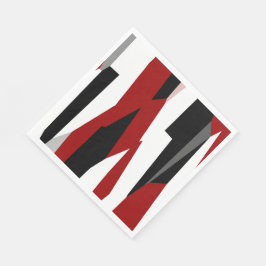 Serviette En Papier Rouge noir et blanc abstrait